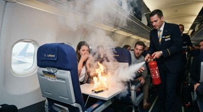 Un power bank in fiamme costringe un aereo della Lufthansa ad atterrare