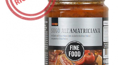 Allergeni non dichiarati, Coop in Svizzera richiama il sugo all’amatriciana Fine Food
