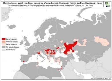 febbre nilo aggiornamento mappa 28.10.16