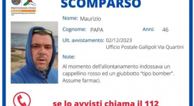 Chi l’ha visto? Maurizio Papa, 46 anni, si è allontanato da casa sabato 2 dicembre e non ha fatto più rientro