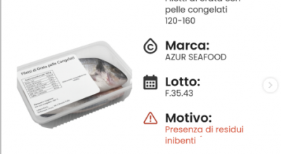 Richiamo alimentare di Filetti di orata con pelle congelati