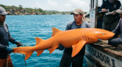 Natura da record, pescato in Costa Rica un rarissimo squalo nutrice completamente arancione