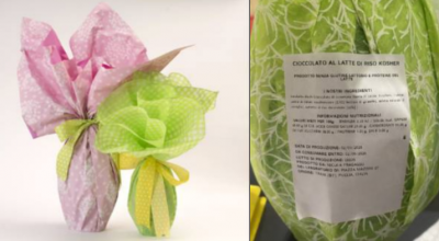 Allerta del Ministero della Salute per uova di Pasqua di cioccolato al latte di riso kosher con allergeni non dichiarati in etichetta