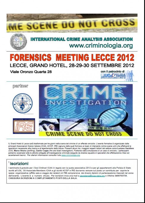 FORENSICS MEETING. Lecce, 28-29-30 settembre 2012