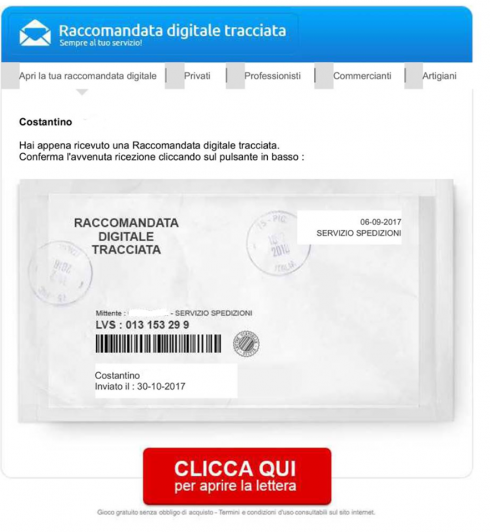 falsa raccomandata falsa raccomandata