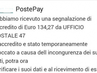 Truffe online. Falsi accrediti sulla “Postepay”. 