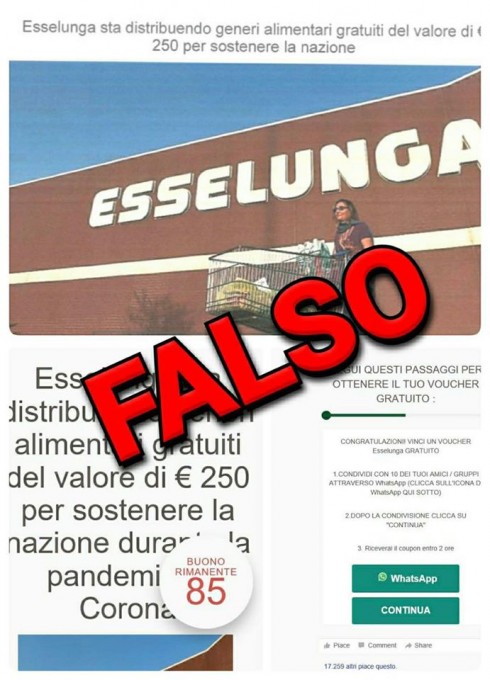 Coronavirus e truffe online a ripetizione con i falsi buoni spesa.