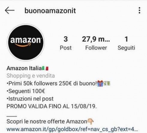 Falsi profili Instagram di noti brand 