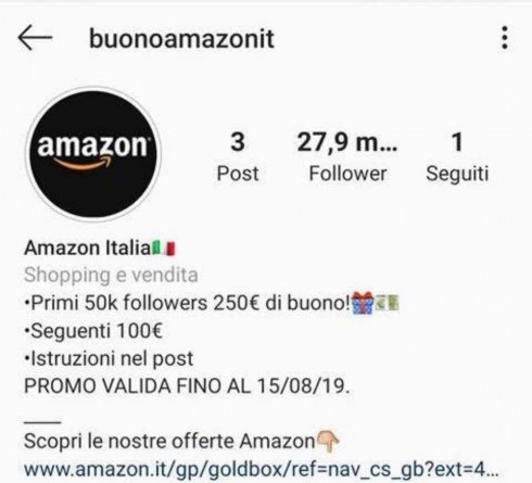 Falsi profili Instagram di noti brand