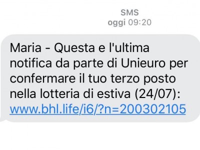 Truffa lotteria estiva. I falsi sms con i regali dell’ignara Unieuro. 