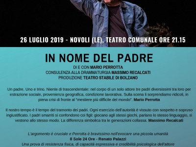 "In nome del padre" Venerdì 26 luglio 2019 NOVOLI (LE) Teatro comunale ore 21,15