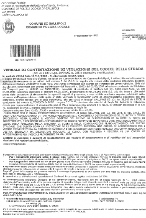 Autovelox spietato, multato per un km oltre il limite di velocità sulla Gallipoli-Lecce