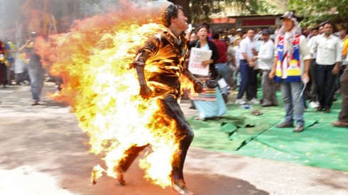 in fiamme per protesta per il Tibet