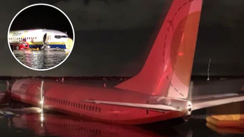 MIAMI. Aereo Boeing 737 finisce fuori pista in atterraggio e finisce in un fiume