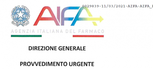 Aifa vieta utilizzo lotto Vaccino Covid-19 Astra Zeneca. 
