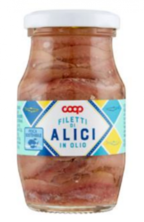 “Istamina oltre i limiti consentiti”, COOP richiama un lotto di filetti di alici in olio a proprio marchio