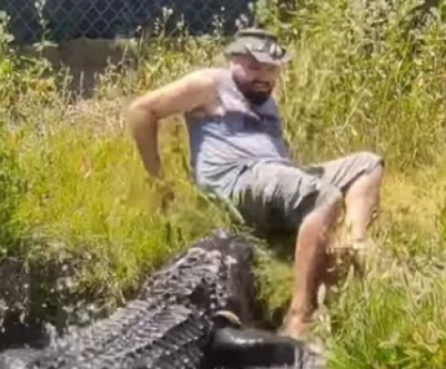 Sfugge per un pelo al morso di un alligatore – VIDEO