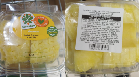 Errore in etichetta: richiamato lotto di ananas a fette &ldquo;Amore in ogni frutto Spreafico&rdquo; da Esselunga