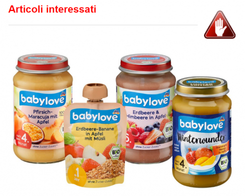 Aflatossina negli alimenti per bambini "babylove"