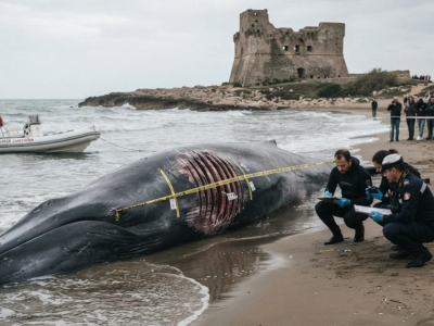 Sabaudia: trovata la carcassa di un grande cetaceo a Torre Paola