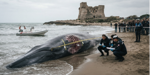 Sabaudia: trovata la carcassa di un grande cetaceo a Torre Paola