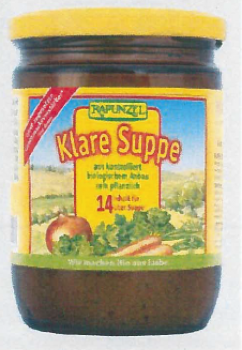 Presenza di frammenti di vetro nei vasetti "Brodo vegetale in polvere - Rapunzel Klare Suppe"