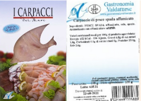 Presenza di Listeria monocytogene: richiamato “Carpaccio di pesce spada affumicato” a marchio Gastronomia Valdarnese