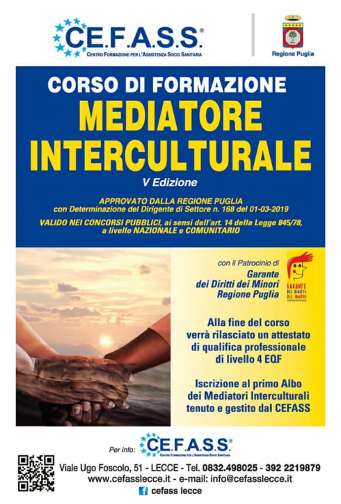 “Mediatore interculturale” : iscrizioni aperte al corso CE.F.A.S.S.