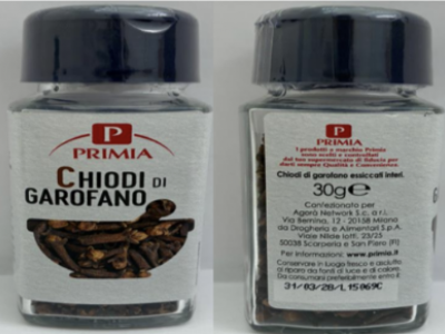 Pesticidi oltre i limiti, richiamati chiodi di garofano vasetto Primia a marchio Agorà