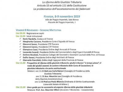 "Equità Fiscale ed Equità Giudiziaria" Firenze, 8 - 9 novembre 2019 
