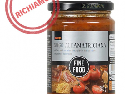 Allergeni non dichiarati, Coop in Svizzera richiama il sugo all’amatriciana Fine Food