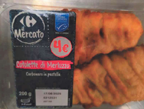 Cotoletta di merluzzo carbonaro in pastella Carrefour richiamata per possibile presenza di Listeria monocytogenes