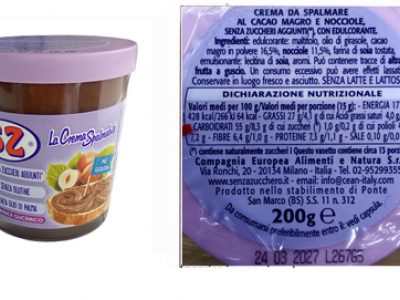 Allergene non dichiarato, richiamata crema da spalmare nocciola e cacao Gandola