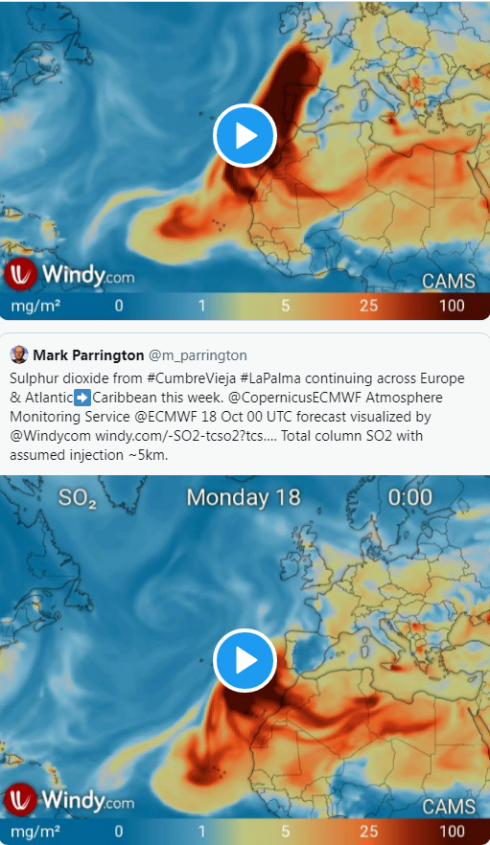 Nube di zolfo ad alta concentrazione sull’Europa. 