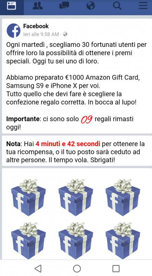 Truffe online con falsi “Amazon Gift Card” da 1000 euro, Samsung S9 e iPhone X