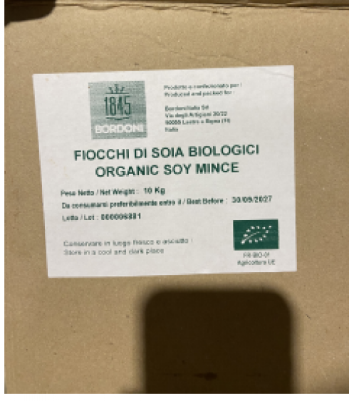 Corpi estranei nelle confezioni di “Fiocchi di soia biologici” richiamate dalla vendita
