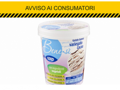 Allergene non dichiarato, Ministero della salute segnala richiamo gelato bianco variegato al cacao Benesì a marchio COOP