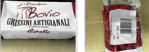 Errore di confezionamento, richiamati grissini alla cipolla a marchio Panificio Bovio