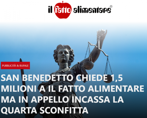 Querele bavaglio: lo Sportello dei Diritti solidarizza con “Il Fatto Alimentare” dopo la quarta sconfitta in appello di San Benedetto