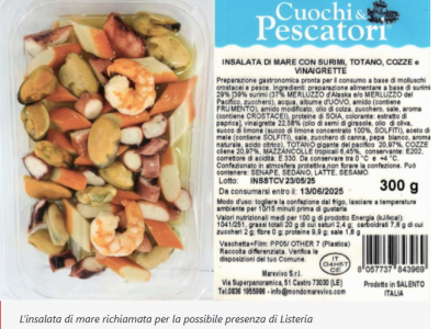 Lidl richiama insalata di mare per la presenza di Listeria monocytogenes