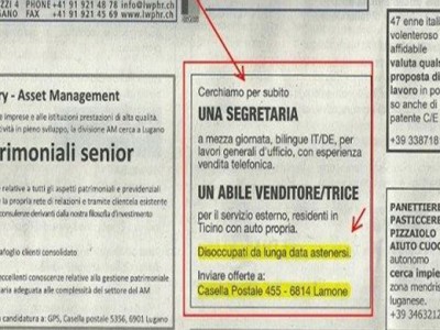 inserzione giornale astenersi disoccupati lunga data