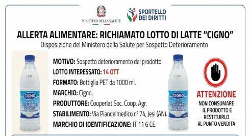 Allerta alimentare: richiamato lotto di latte "Cigno" per sospetto deterioramento