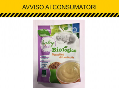 Contiene glutine non dichiarato, COOP ritira lotto di passatino di lenticchie biologico Babykiss