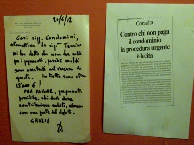 lettera a condomini morosi