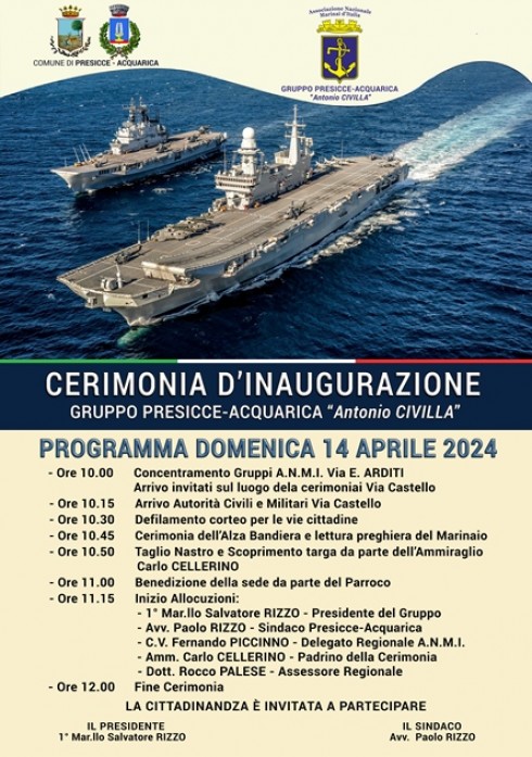Marinai d'Italia, Cerimonia Inaugurazione Sede Gruppo A.N.M.I. Presicce-Acquarica  “Antonio Civilla”
