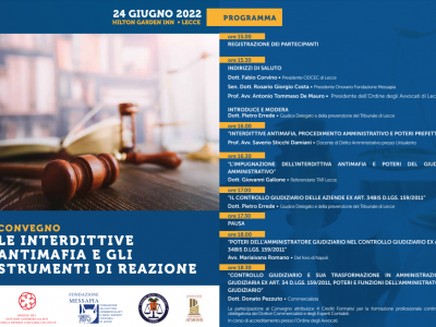 FONDAZIONE MESSAPIA - Convegno "Le interdittive antimafia e gli strumenti di reazione"