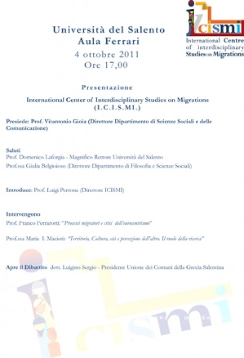 locandina convegno presentazione ICISMI locandina convegno presentazione ICISMI