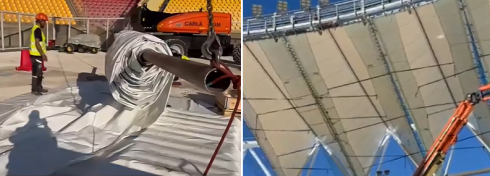Stadio Via del Mare di Lecce: la nuova copertura prende forma nel segno della massima sicurezza e resistenza a incendi, fulmini e fuochi d’artificio