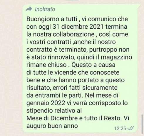 "Buon anno, da oggi rimanete tutti a casa": licenziati con un messaggio whatsapp la notte di Capodanno 90 operai dell’Interporto Bologna.