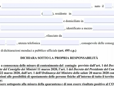 Covid-19, scarica il nuovo modulo di autocertificazione aggiornato